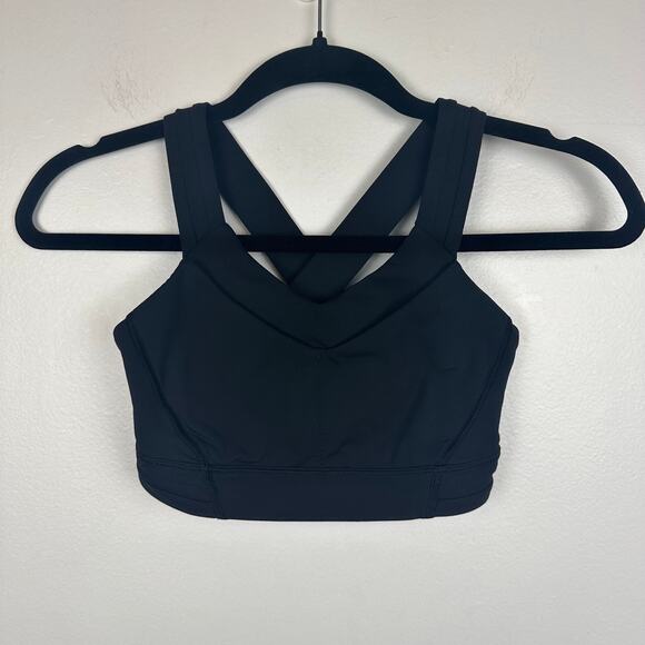 Lululemon Womens V-Neck Thick Strap Crossback Solid Black Activewear Sports Bra - Picture 1 of 6
